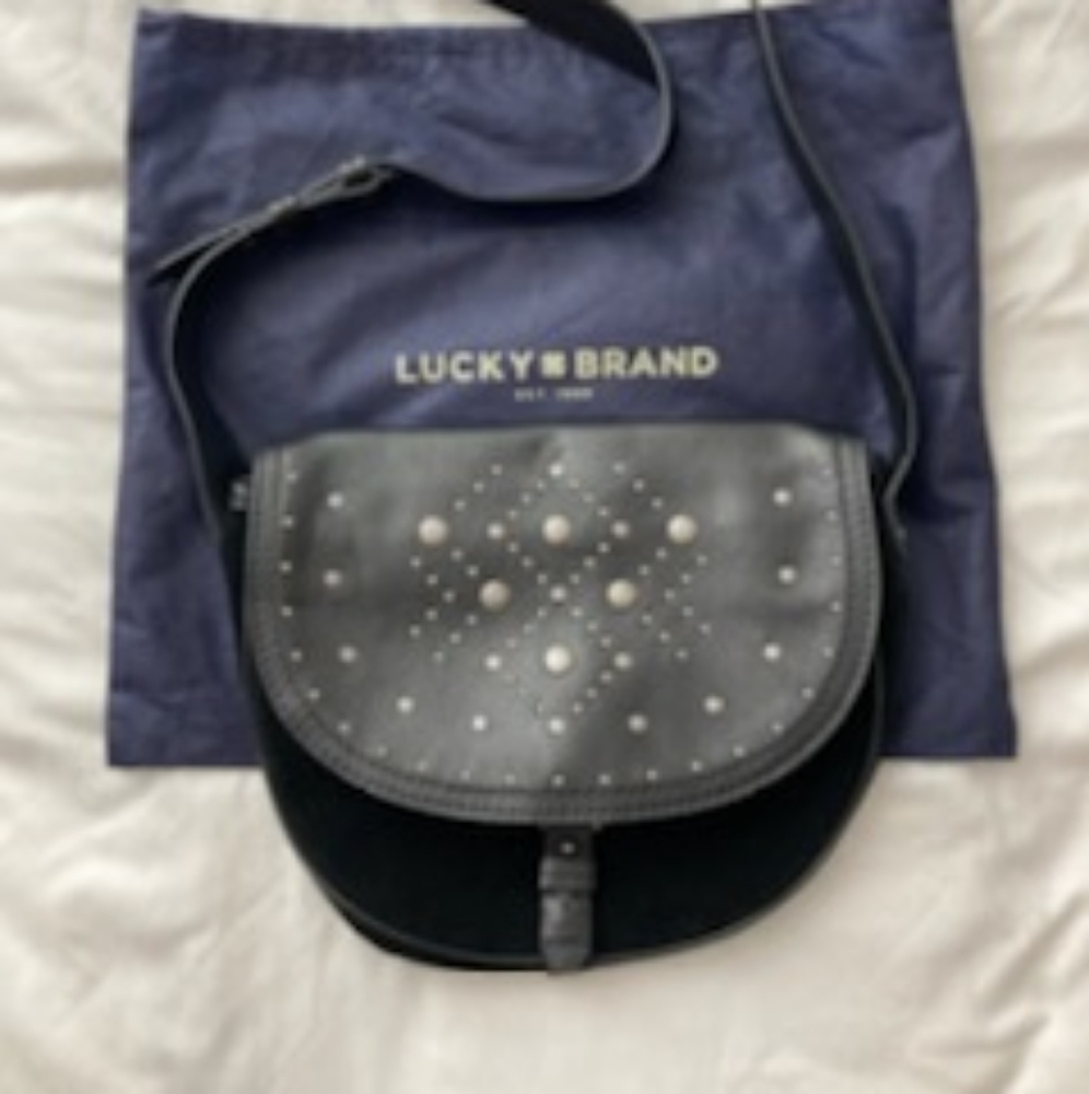 Lucky Brand studded leather and suede bag